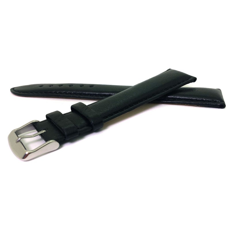 Watch Band Extra Long XXL Black Genuine Leather Smooth Padded Etsy