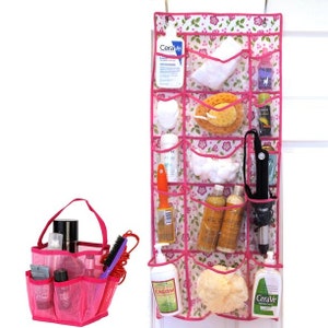 Mesh Shower Caddy Bag, Portable Basket Organizer with Key Hook for