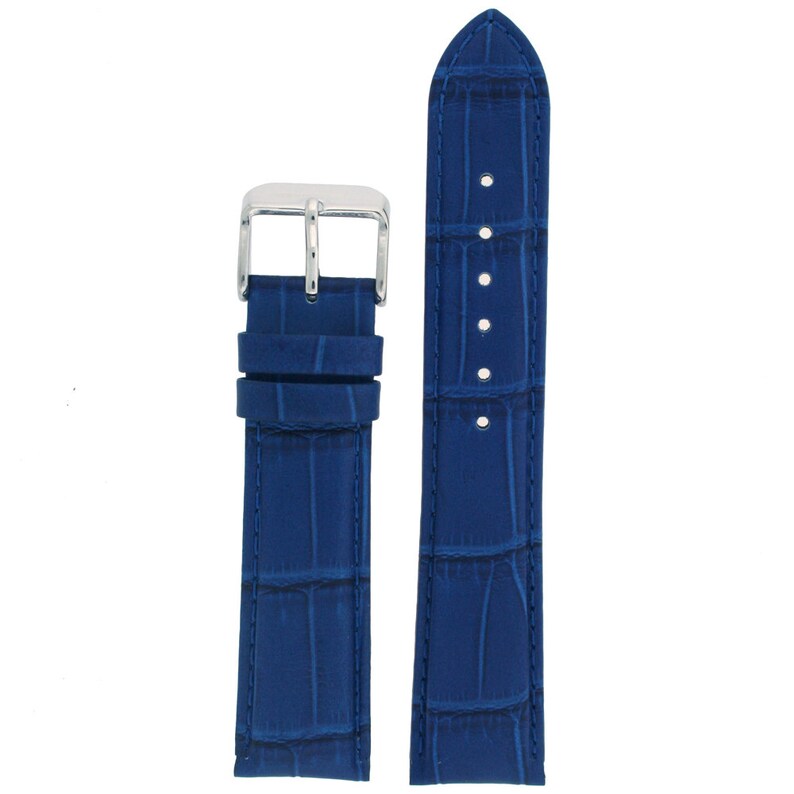Watch Band Dark Sky Blue Genuine Leather Alligator Grain Etsy