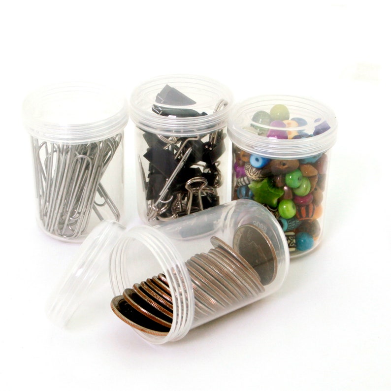 12 Plastic Containers With Rounded Screwtop Lids Crafting Etsy