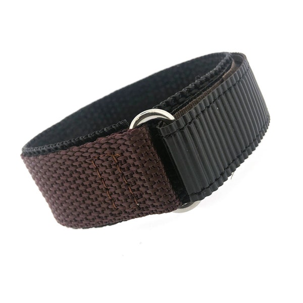 Watch Band Nylon One Piece Wrap Sport Strap Black / Brown Adjustable Hook and Loop
