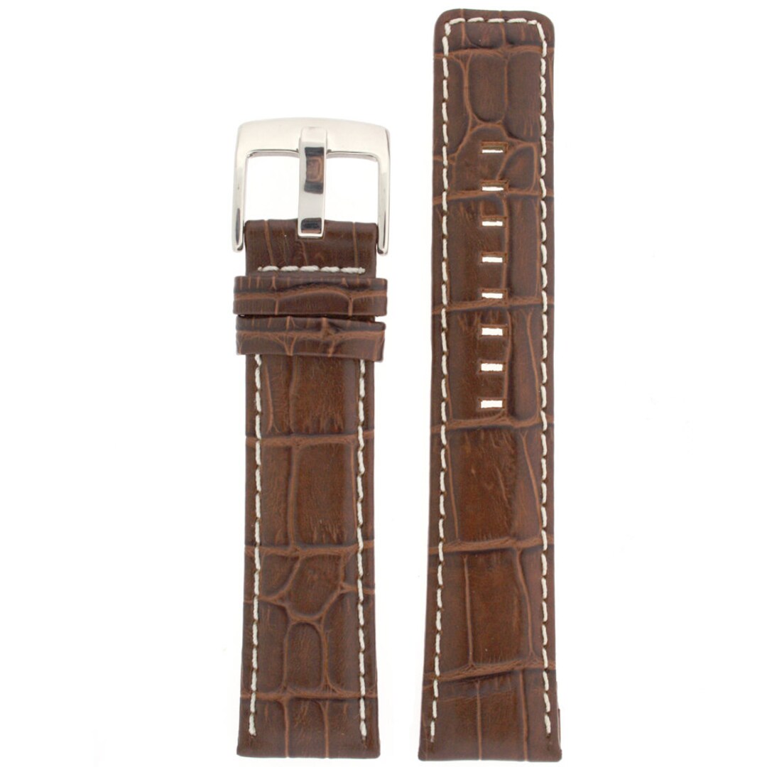 Dark Brown Leather Watch Band in Alligator Grain 18mm 28mm - Etsy