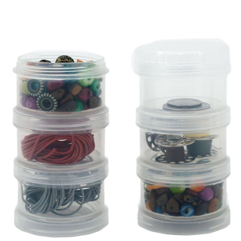 Storage Container Impact Resistant Stackable Clear Containers 6 For Beads Crafts Findings Small Items 1 75 Round