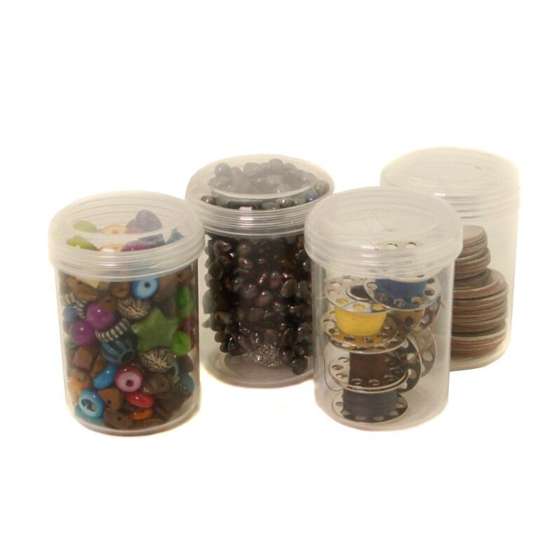 12 Plastic Containers with Rounded ScrewTop Lids Crafting Etsy