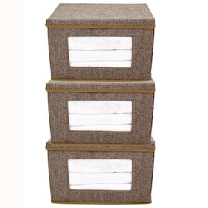 Closet Organizer Box Set for Clothing Sweaters Shoes Linens Blankets - Set of 3