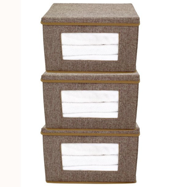 Closet Organizer Box Set for Clothing Sweaters Shoes Linens Blankets Set of 3 image 1