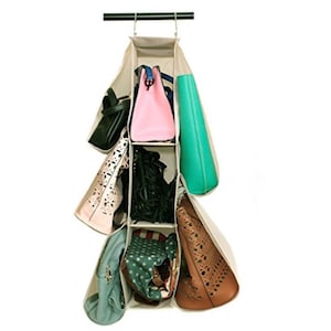  KEEPJOY Closet Purse Organizer, Hanging Handbag Organizer for  Closet with 4 Large Heavy-Duty Mesh Shelves Handbag Storage Bag Detachable  Design Closet Purse Storage (Beige) : KEEPJOY: Home & Kitchen