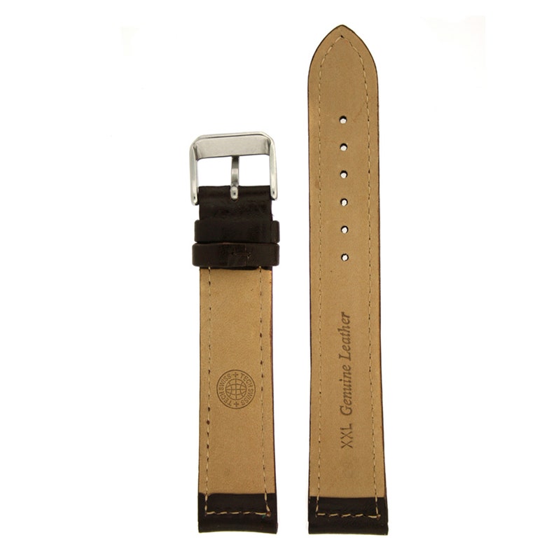 Extra Long Watch Band Leather Dark Brown Padded Etsy