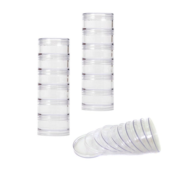 Paylak Storage Stackable Round Interlocking Clear Containers 12 with Lids 2 inch