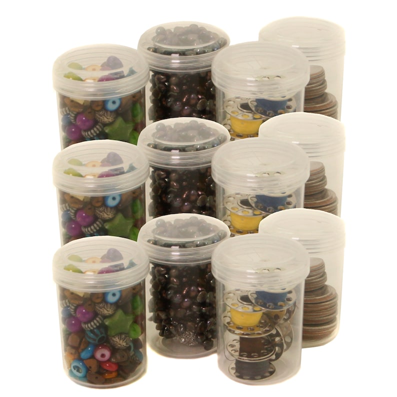 12 Plastic Containers with Rounded ScrewTop Lids Crafting Etsy