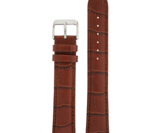 Watch Band Genuine Leather Extra Long XL Brown Crocodile Grain Mens