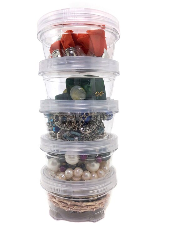 Storage Containers Clear Stackable Interlocking Detachable With Lid 5 for  Beads Crafts Jewelry Coins Medicine Screws Nuts 3 1/2 Round 