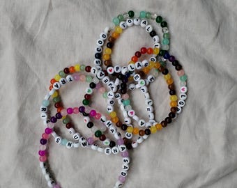 solidarity letter bead bracelets