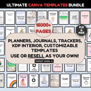 15000+ Page Canva Template Bundle: Planners, Journals, Trackers (MRR PLR)