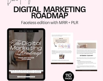 Digital Marketing Roadmap Ebook: PLR MRR Canva Template + Bonuses (Digital Download