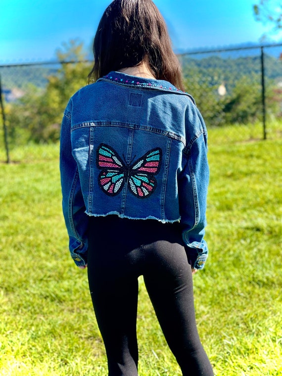 Womens Denim Jacket With Butterfly 