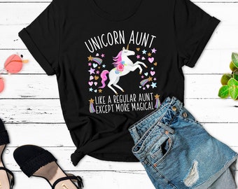 Unicorn Aunt Tshirt | Horse Unicorn T-Shirt | Aunt Day Gifts | Auntie Shirt | Unicorn Adult Tshirt | Auntie Unicorn Tshirt