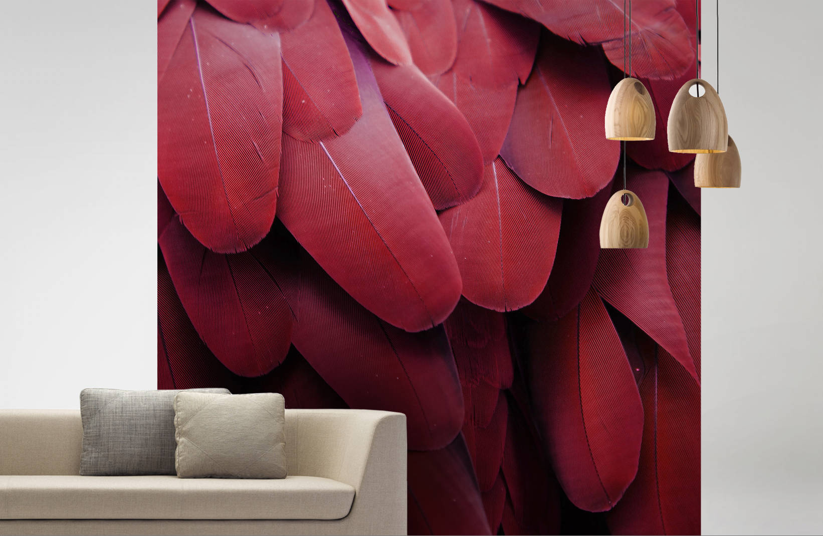 Wallpaper feathers red 3 widths available see description | Etsy