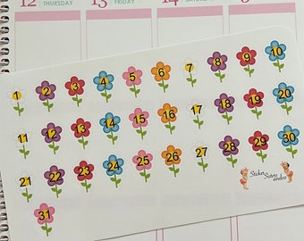 Flower date cover up stickers. Perfect for any planner!