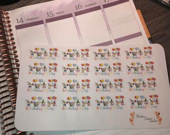 Birthday Party stickers. Perfect for any planner!