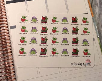 Library books due stickers. Perfect for any planner!