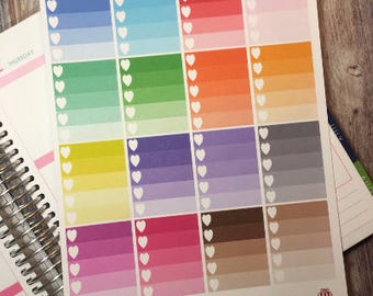 Ombre heart box stickers. Perfect for the Erin condren vertical planner!