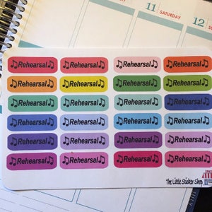 Rehearsal stickers. Perfect for any planner!