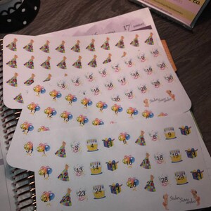 Pegatinas de fecha de cumpleaños. ¡Perfecto para cualquier planificador!