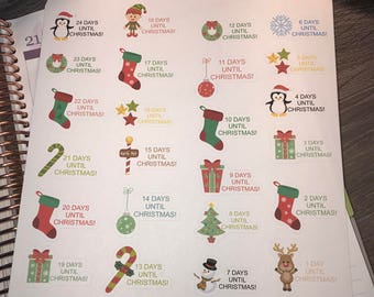 Christmas countdown stickers. Perfect for any planner!!