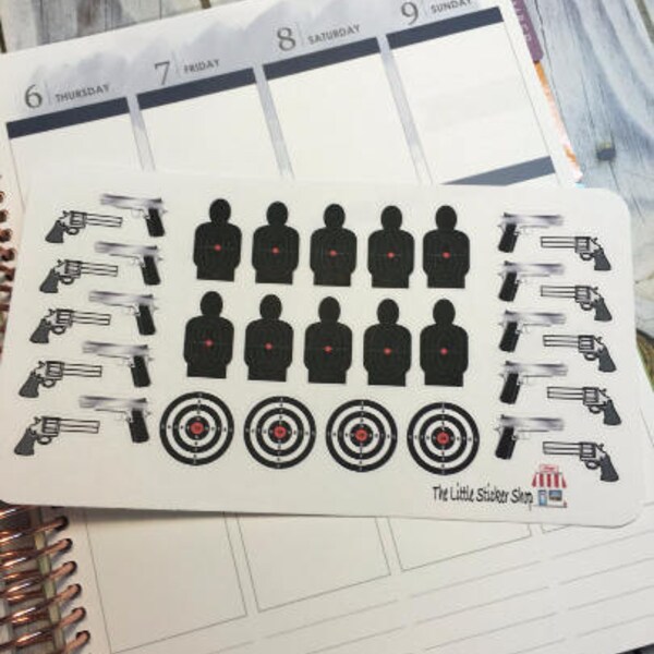 Gun range stickers. Perfect for any planner!
