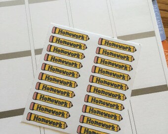 Homework Pencil stickers. Perfect for any planner!