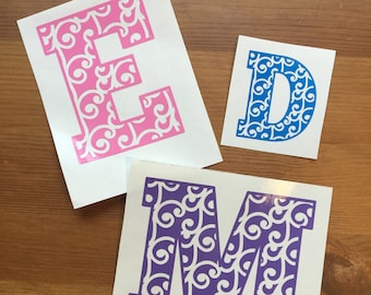 Personalized Initial Monogram Sticker, Custom Monogram Decal, Custom Name Decal, Yeti Tumbler Decal, Water Bottle Decal, Laptop, Car Decal