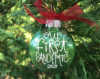 2020 Christmas Ornament, Our First Pandemic, Quarantine Mask Sarcastic Holiday Tree Ornament, Covid-19 Ornament, Hostess Gift, Secret Santa