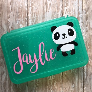 Personalized Pencil Box, Back To School Pencil Box, Panda Pencil Box, Crayon Box, Kids School Supply Box, Personalized Name Pencil Case image 4