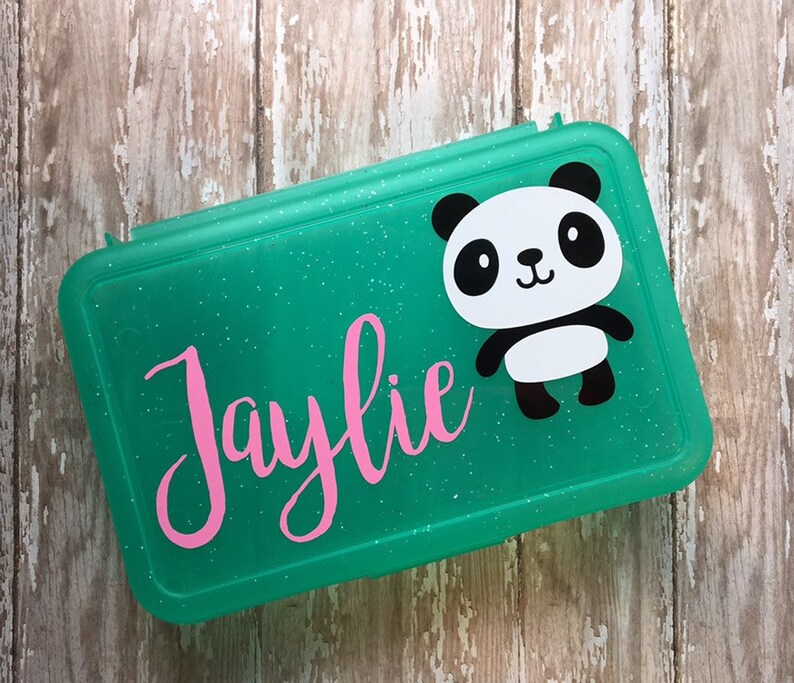 Personalized Pencil Box, Back To School Pencil Box, Panda Pencil Box, Crayon Box, Kids School Supply Box, Personalized Name Pencil Case image 4