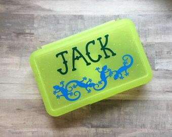 Personalized Pencil Box, Back To School Pencil Box, Salamander Pencil Box, Crayon Box, Kids School Supply Box, Personalized Name Pencil Case
