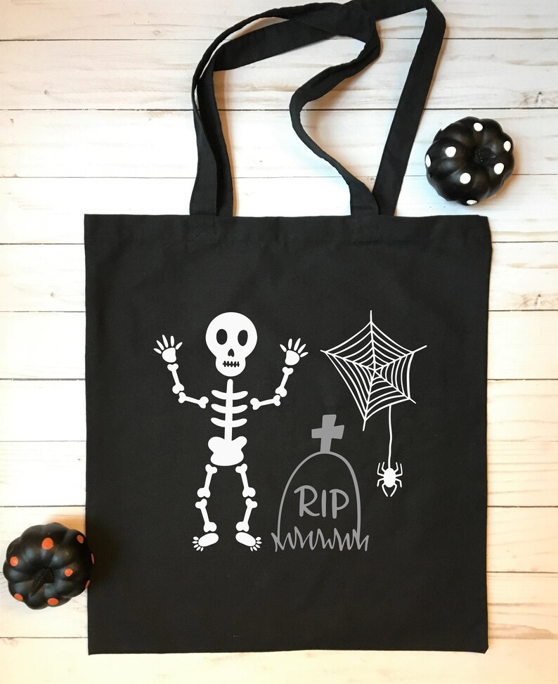 Skeleton Trick or Treat Bag Personalized Halloween Candy Etsy