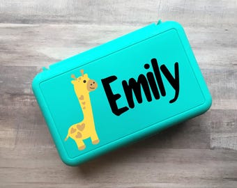 Niedliche Giraffe Bleistiftbox, personalisierte Bleistiftbox, Geschenk zum Schulanfang, Crayon Box, Kinder Schulbedarf Box, personalisierte Name Federmäppchen