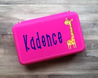 Giraffe Bleistiftbox, personalisierte Bleistiftbox, Geschenk zum Schulanfang, Crayon Box, Kinder Schulbedarf Box, personalisierte Name Federmäppchen