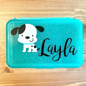 Puppy Dog Pencil Box, Back To School Pencil Box, Name Pencil Box, Crayon Box, Kids School Supply Box, Personalized Name Pencil Case