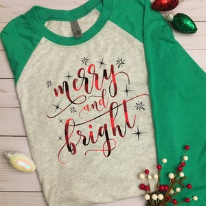Couture Lightheart Plaid Merry Christmas Raglan Long Sleeve T-Shirt