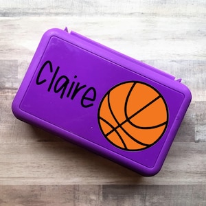 Personalized Pencil Box, Back To School Pencil Box, Basketball Pencil Box, Crayon Box, Kids School Supply Box, Personalized Name Pencil Case