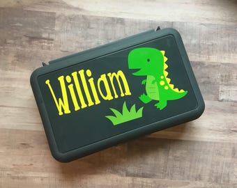 Personalized Pencil Box, Back To School Pencil Box, Dinosaur Pencil Box, Crayon Box, Kids School Supply Box, Personalized Name Pencil Case