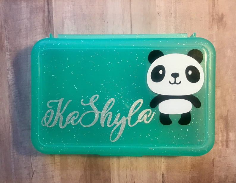 Personalized Pencil Box, Back To School Pencil Box, Panda Pencil Box, Crayon Box, Kids School Supply Box, Personalized Name Pencil Case image 2