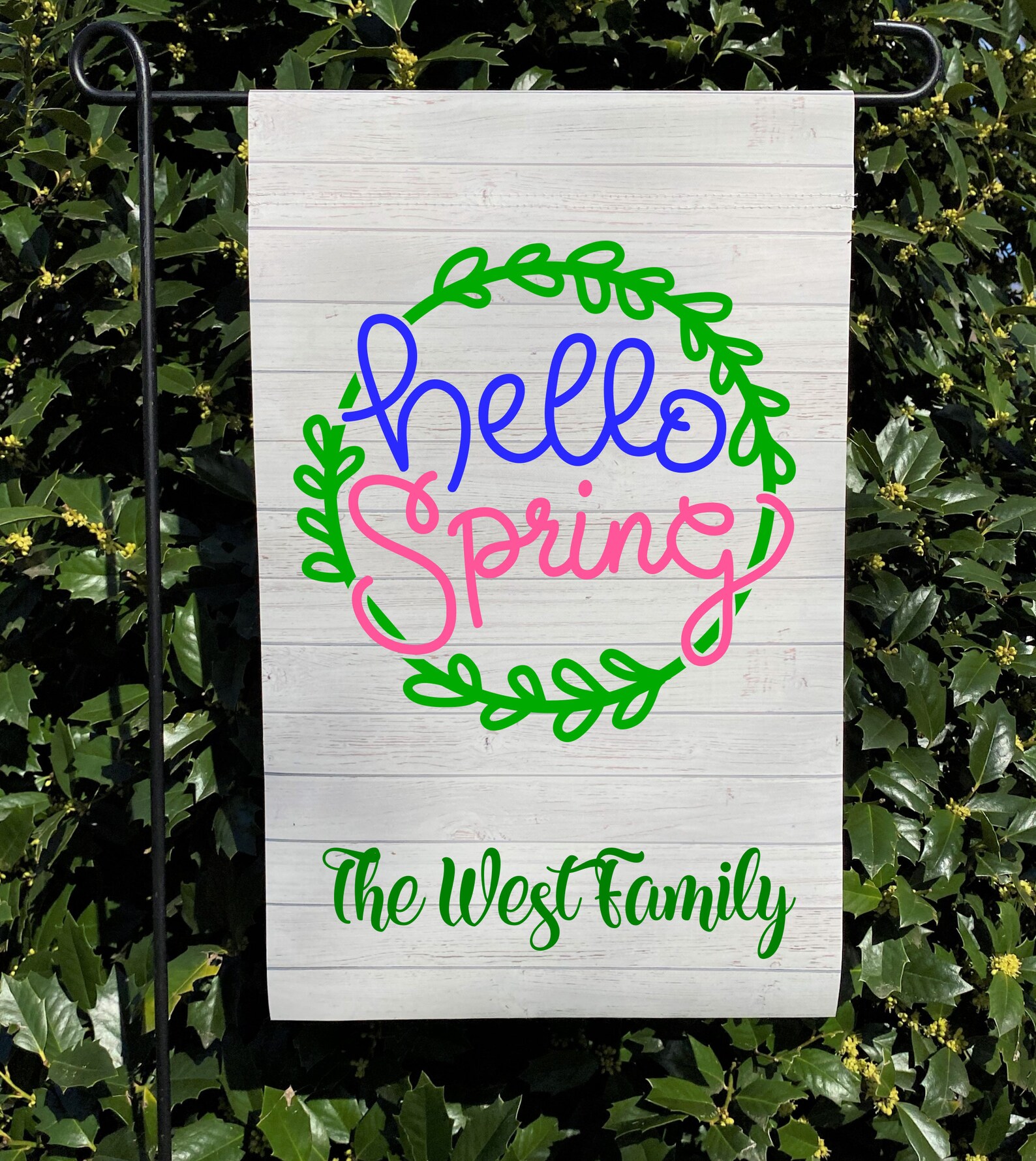 Personalizado Hola Bandera del jardín de primavera Bandera de | Etsy