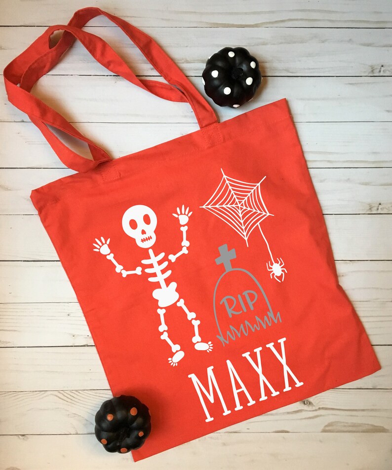 Skeleton Trick or Treat Bag Personalized Halloween Candy Etsy
