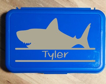 Personalized Shark Pencil Box, Back To School Pencil Box, Boys Pencil Box, Crayon Box, Kids School Supply Box, Personalized Name Pencil Case