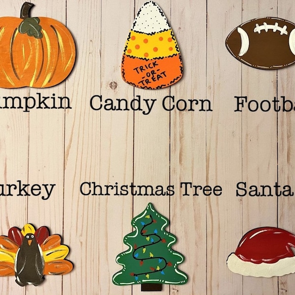 Interchangeable Welcome Sign Pieces, Seasonal HOME Wood Shapes, Season/Holiday Front Door Wreath, Farmhouse Front Porch Decor, Housewarming