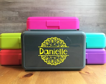 Personalized Mandala Pencil Box, Back To School Pencil Box, Custom Name Pencil Box, Crayon Box, Kids School Supply Box, Pencil Case