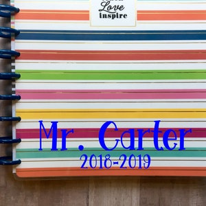 Teacher Planner Name Sticker, Teacher Name Decal, Erin Condren Decal ...